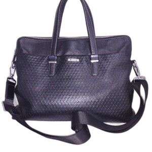 Sammons Medici Black Leather Unisex Briefcase/Messenger Bag/Laptop Bag‎